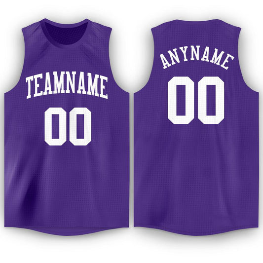 Custom Purple White Round Neck Basketball Jersey - Sky-Custom