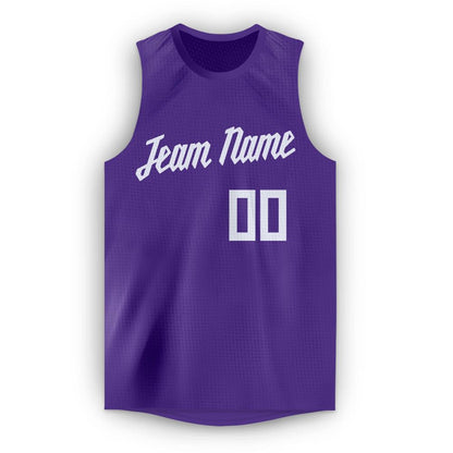 Custom Purple White Round Neck Basketball Jersey - Sky-Custom
