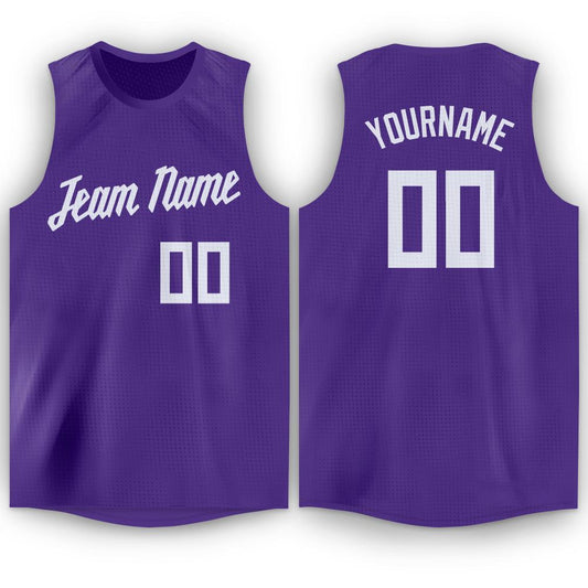 Custom Purple White Round Neck Basketball Jersey - Sky-Custom