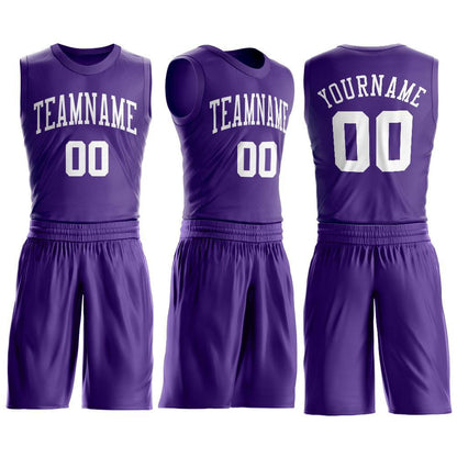 Custom Purple White Round Neck Suit Basketball Jersey - Sky-Custom
