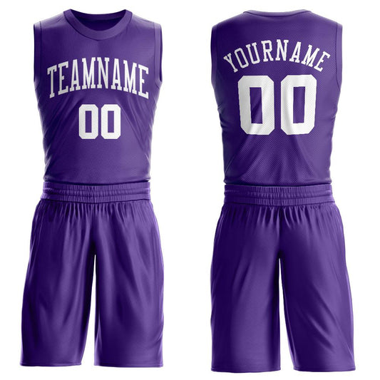 Custom Purple White Round Neck Suit Basketball Jersey - Sky-Custom