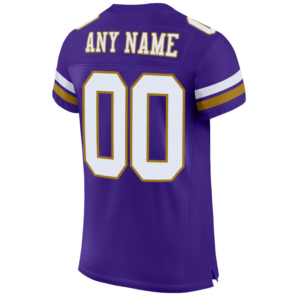 Custom Purple White-Old Gold Mesh Authentic Football Jersey - Sky-Custom