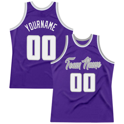 Custom Purple White-Gray Authentic Throwback Basketball Jersey - Sky-Custom