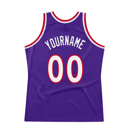 Custom Purple White-Red Authentic Throwback Basketball Jersey - Sky-Custom