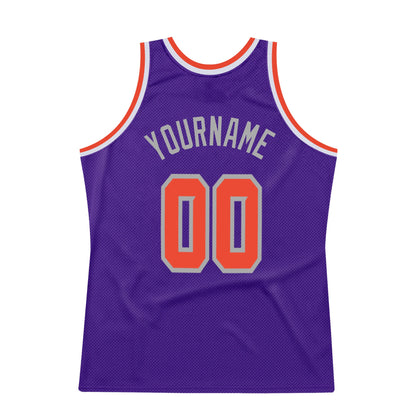 Custom Purple Orange-Gray Authentic Throwback Basketball Jersey - Sky-Custom