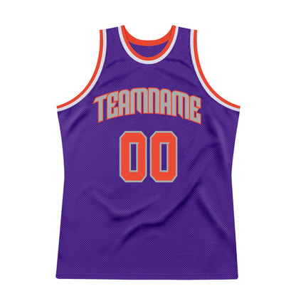 Custom Purple Orange-Gray Authentic Throwback Basketball Jersey - Sky-Custom
