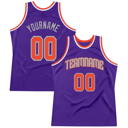 Custom Purple Orange-Gray Authentic Throwback Basketball Jersey - Sky-Custom