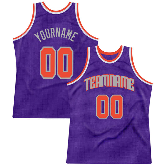 Custom Purple Orange-Gray Authentic Throwback Basketball Jersey - Sky-Custom