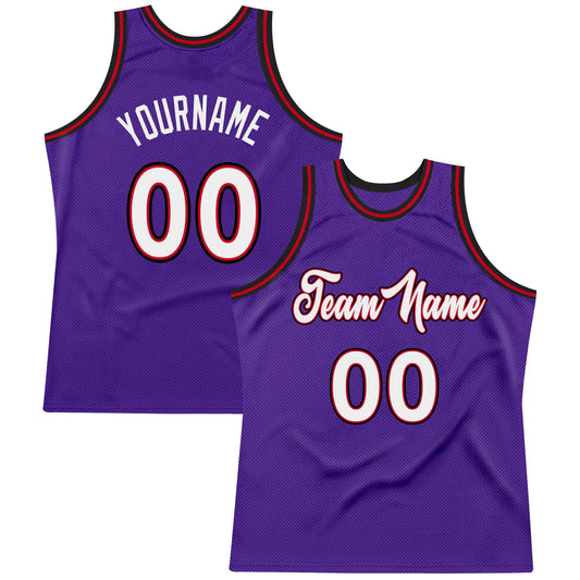 Custom Purple White-Red Authentic Throwback Basketball Jersey - Sky-Custom