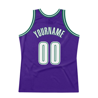 Custom Purple White-Kelly Green Authentic Throwback Basketball Jersey - Sky-Custom