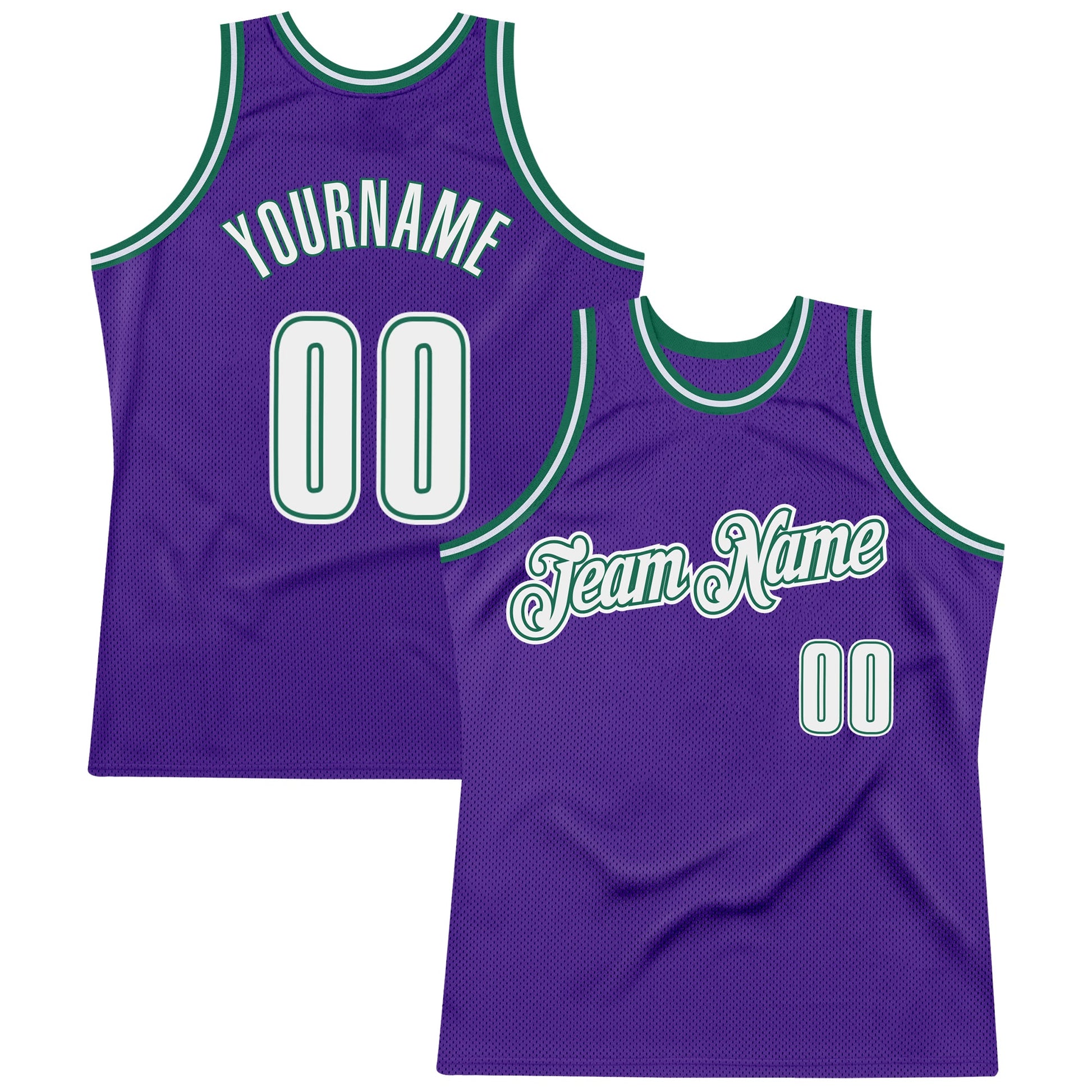 Custom Purple White-Kelly Green Authentic Throwback Basketball Jersey - Sky-Custom