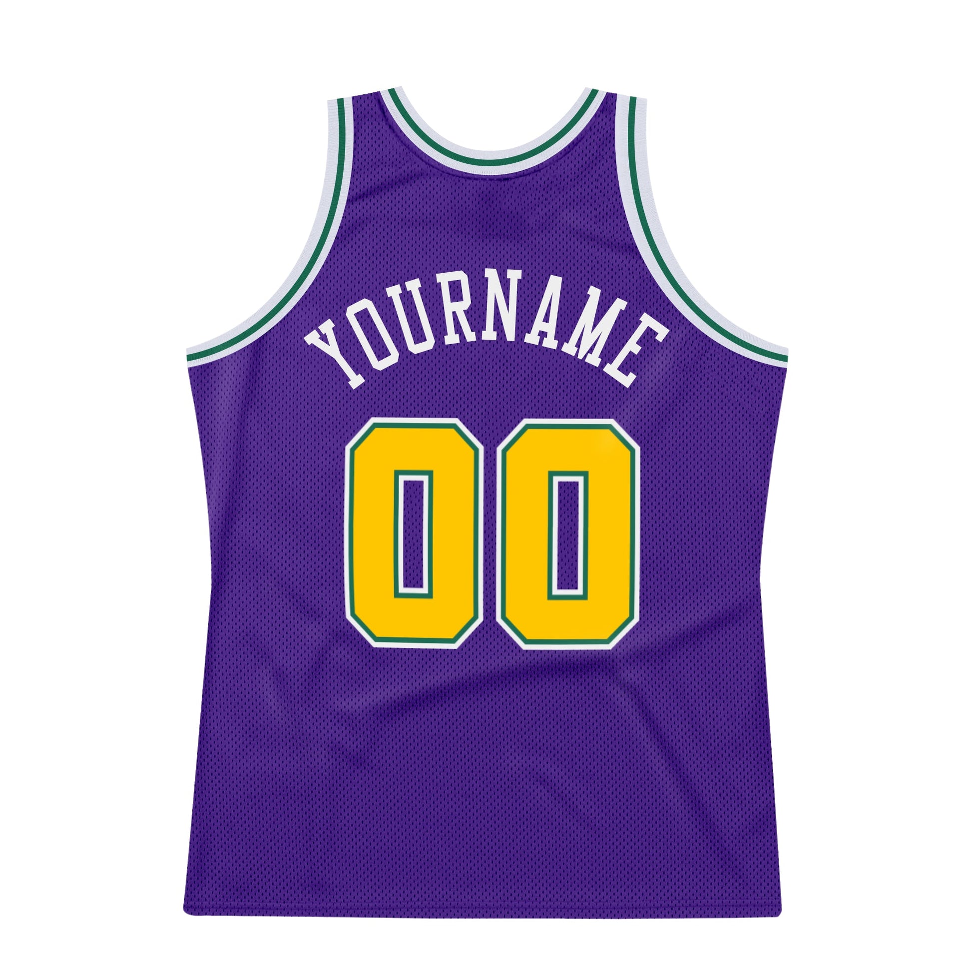 Custom Purple Gold-Kelly Green Authentic Throwback Basketball Jersey - Sky-Custom