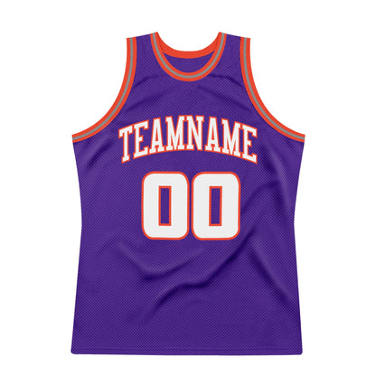 Custom Purple White-Orange Authentic Throwback Basketball Jersey - Sky-Custom