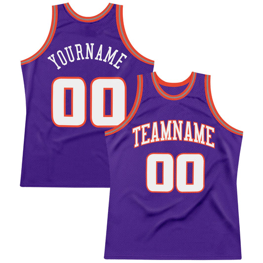 Custom Purple White-Orange Authentic Throwback Basketball Jersey - Sky-Custom