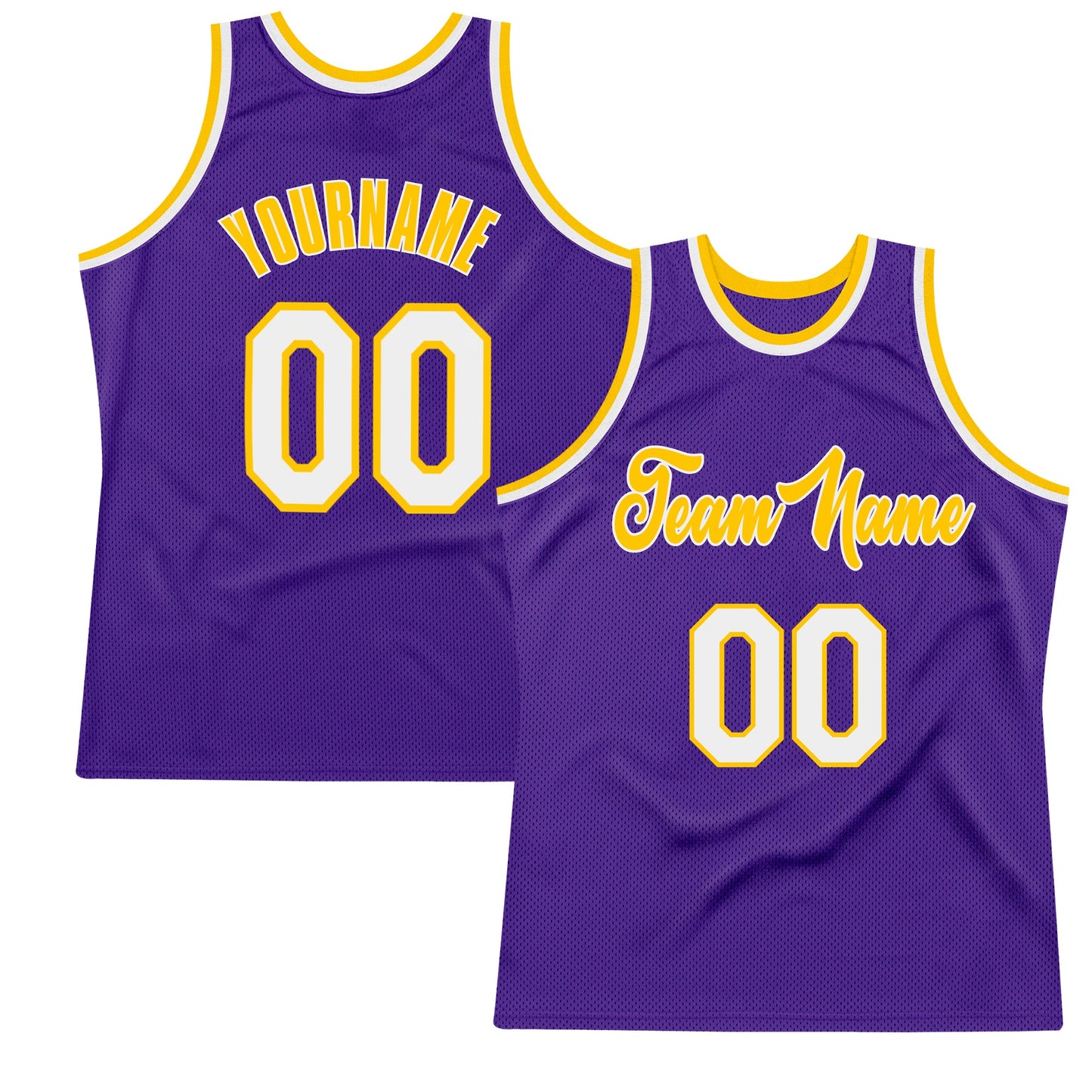 Custom Purple White-Gold Authentic Throwback Basketball Jersey - Sky-Custom