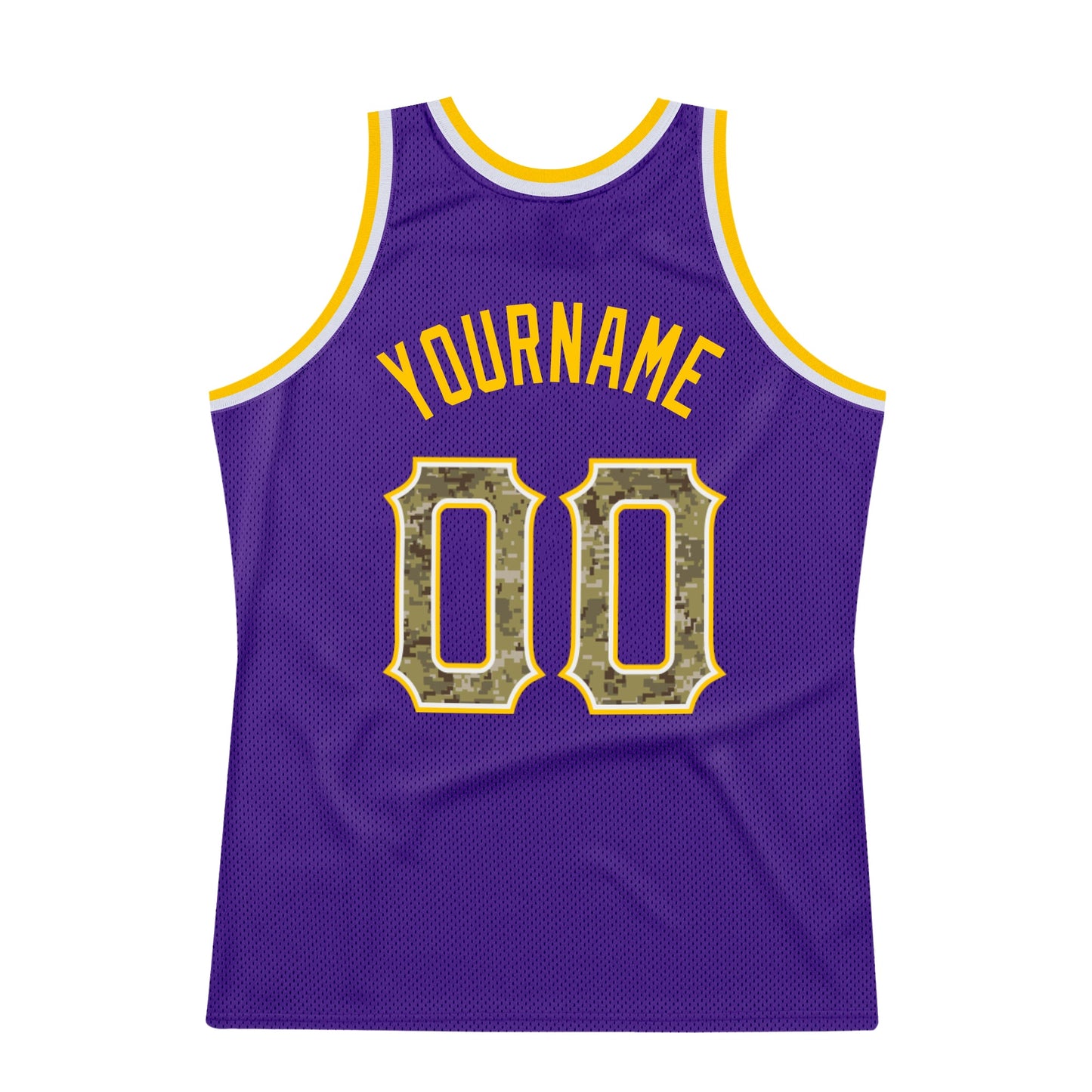 Custom Purple Camo-Gold Authentic Throwback Basketball Jersey - Sky-Custom