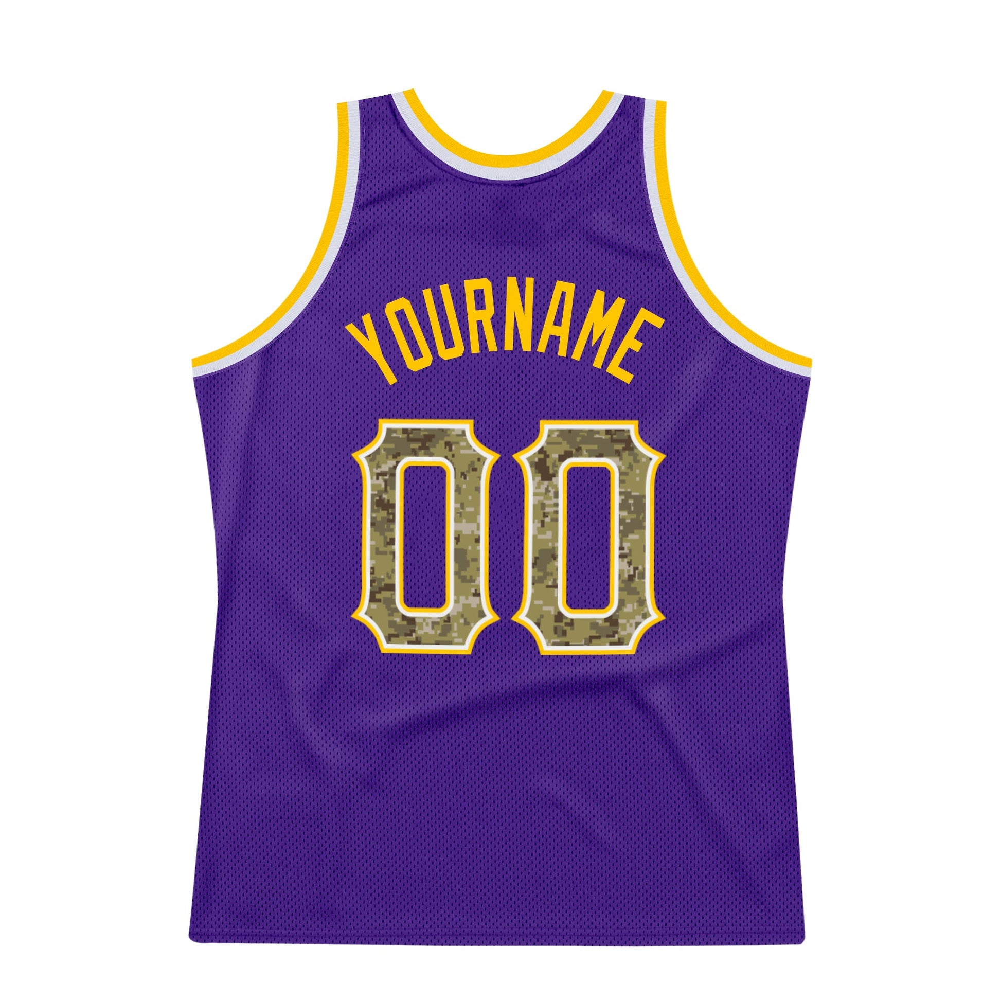 Custom Purple Camo-Gold Authentic Throwback Basketball Jersey - Sky-Custom