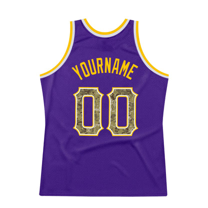 Custom Purple Camo-Gold Authentic Throwback Basketball Jersey - Sky-Custom