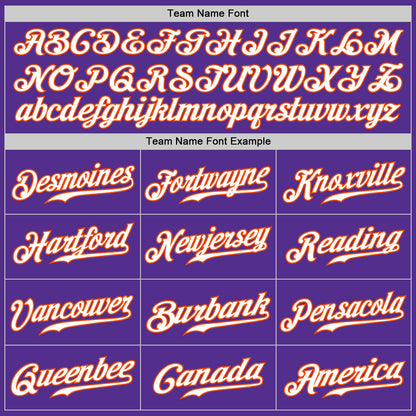 Custom Purple White-Orange Authentic Baseball Jersey - Sky-Custom