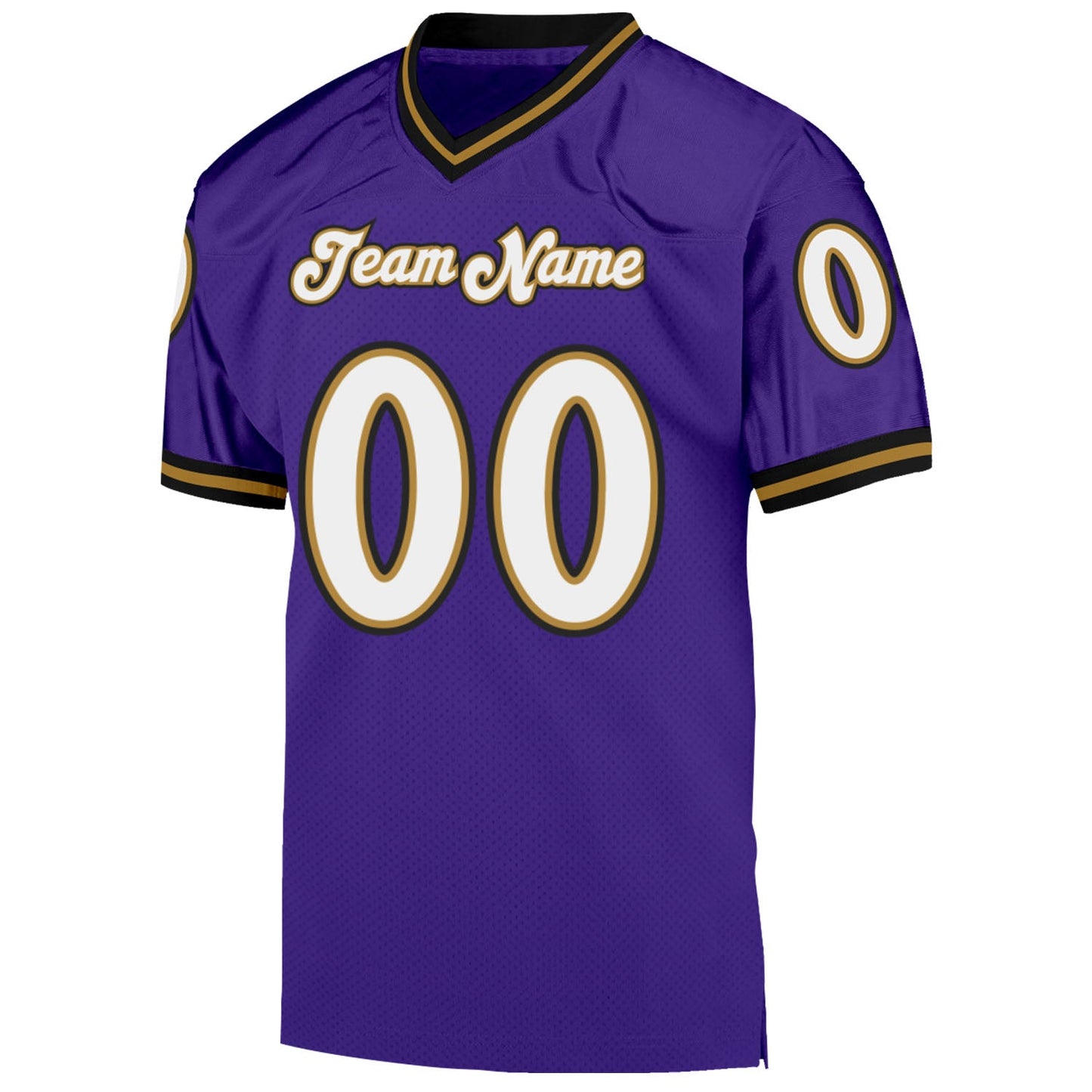 Custom Purple White-Old Gold Mesh Authentic Throwback Football Jersey - Sky-Custom