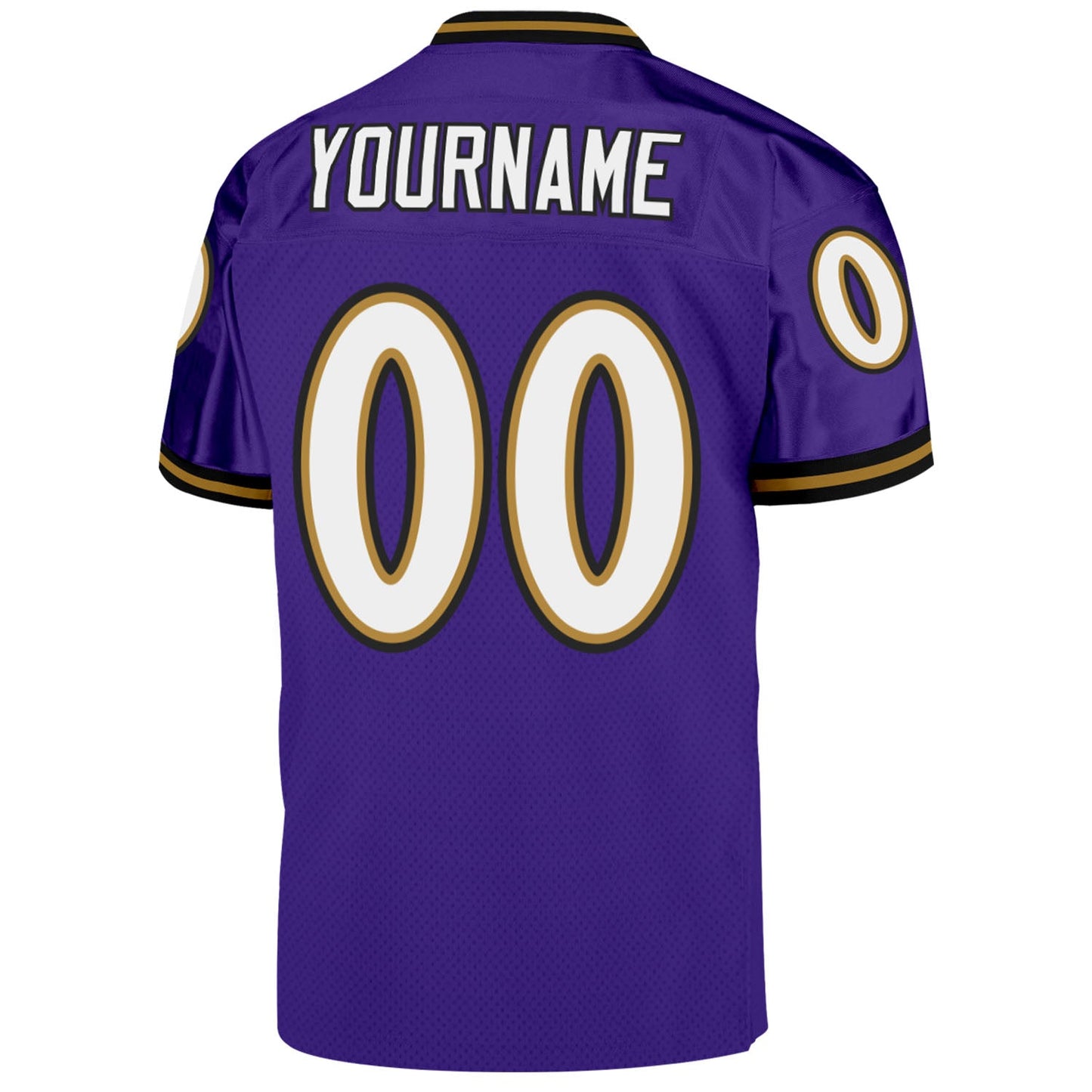 Custom Purple White-Old Gold Mesh Authentic Throwback Football Jersey - Sky-Custom