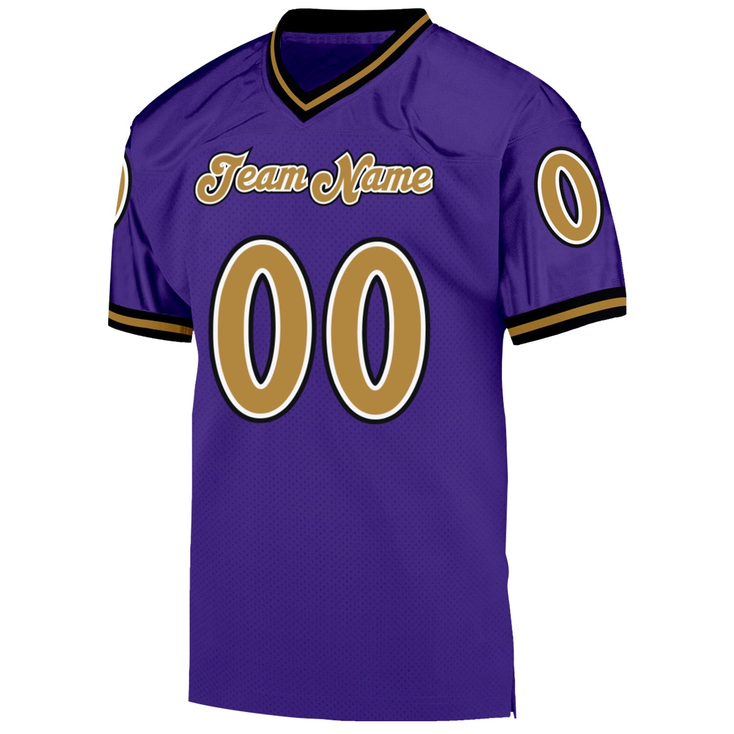 Custom Purple Old Gold-Black Mesh Authentic Throwback Football Jersey - Sky-Custom