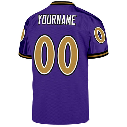Custom Purple Old Gold-Black Mesh Authentic Throwback Football Jersey - Sky-Custom