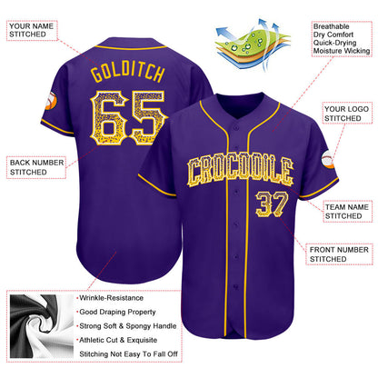 Custom Purple Gold-White Authentic Drift Fashion Baseball Jersey - Sky-Custom