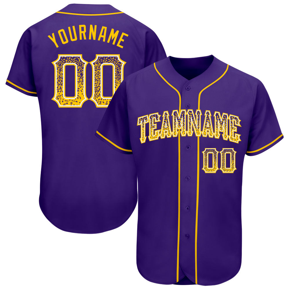 Custom Purple Gold-White Authentic Drift Fashion Baseball Jersey - Sky-Custom