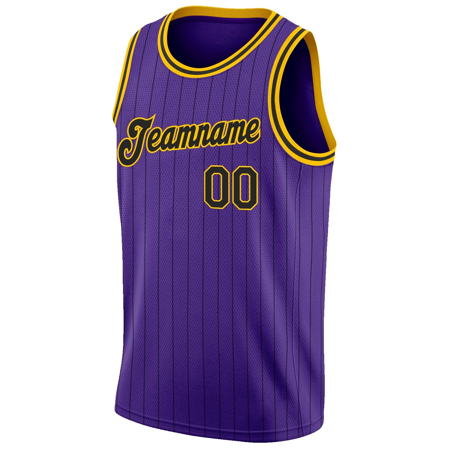 Custom Purple Black Pinstripe Black-Gold Authentic Basketball Jersey - Sky-Custom