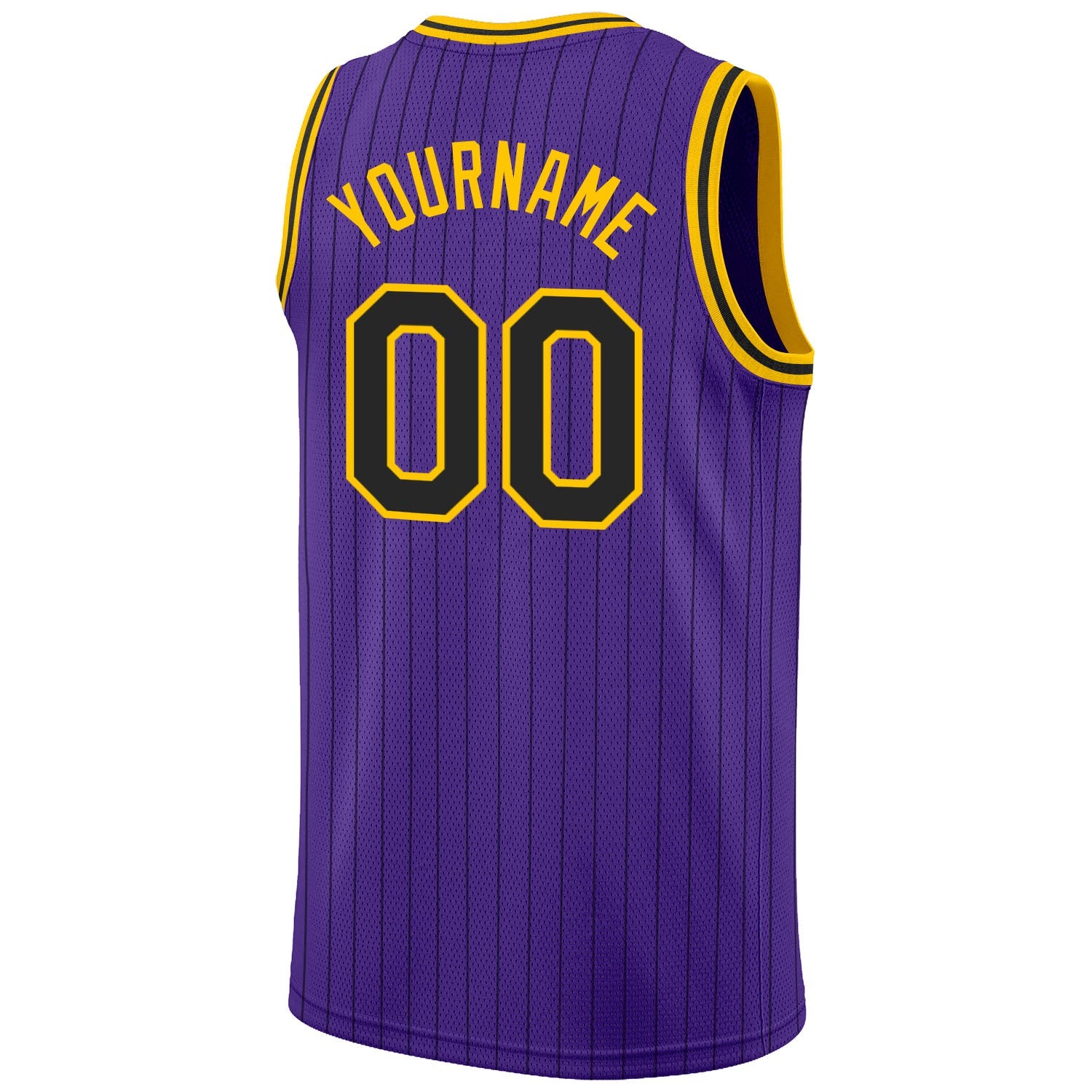 Custom Purple Black Pinstripe Black-Gold Authentic Basketball Jersey - Sky-Custom
