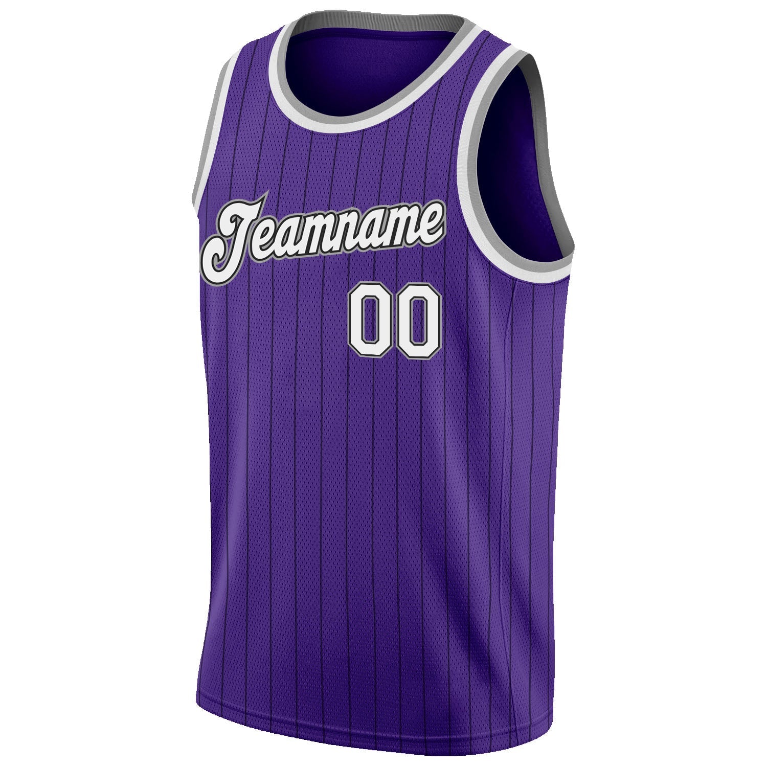 Custom Purple Black Pinstripe White-Gray Authentic Basketball Jersey - Sky-Custom
