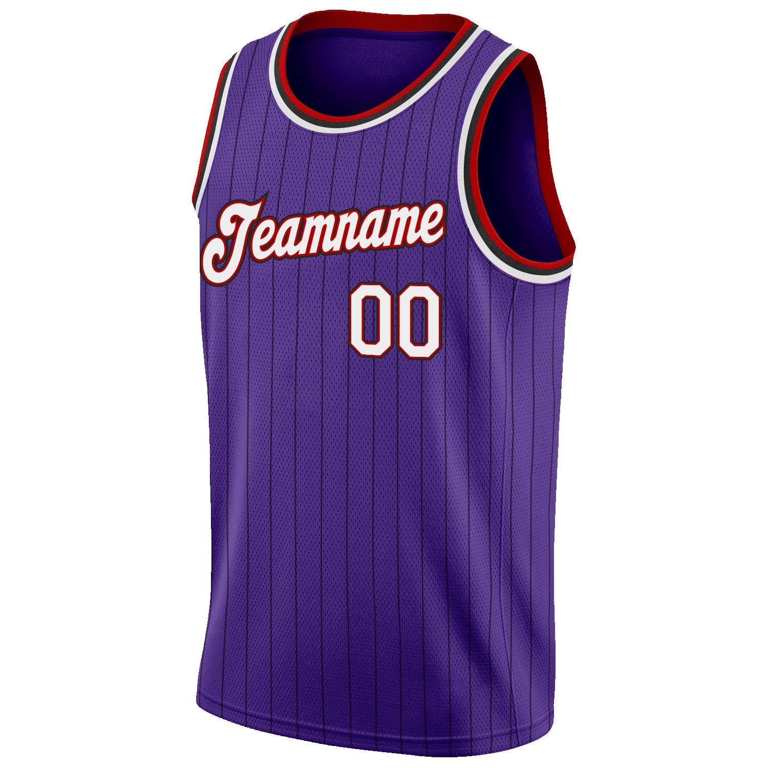 Custom Purple Black Pinstripe White-Red Authentic Basketball Jersey - Sky-Custom