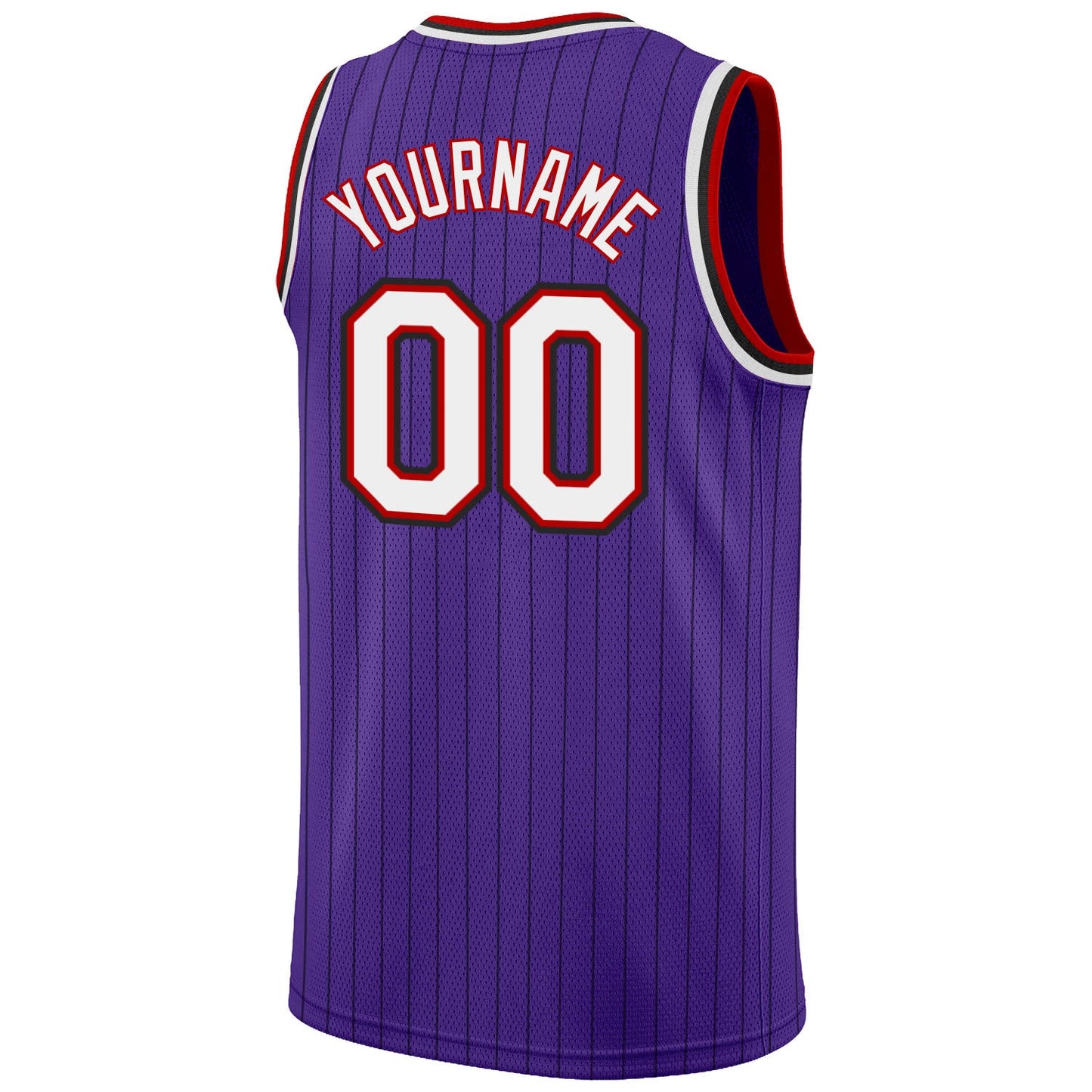 Custom Purple Black Pinstripe White-Red Authentic Basketball Jersey - Sky-Custom
