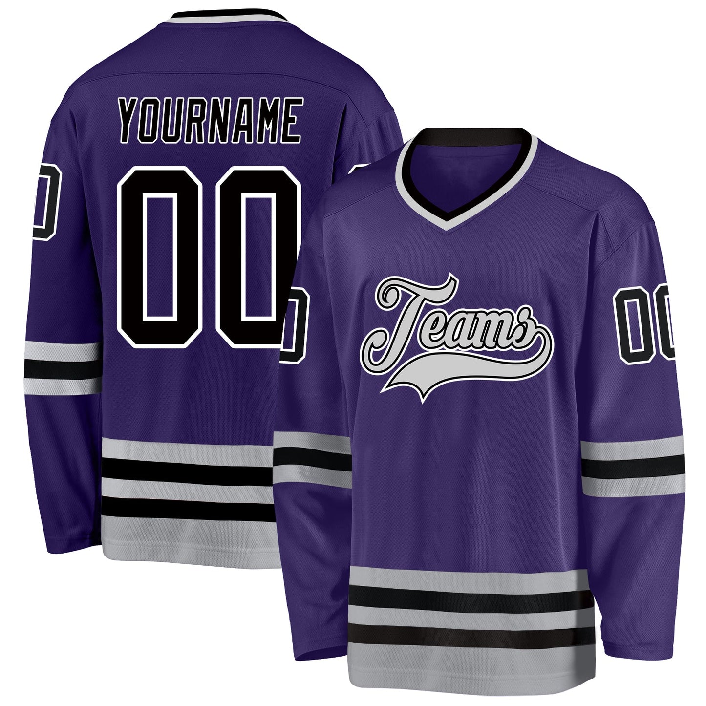 Custom Purple Black-Gray Hockey Jersey - Sky-Custom
