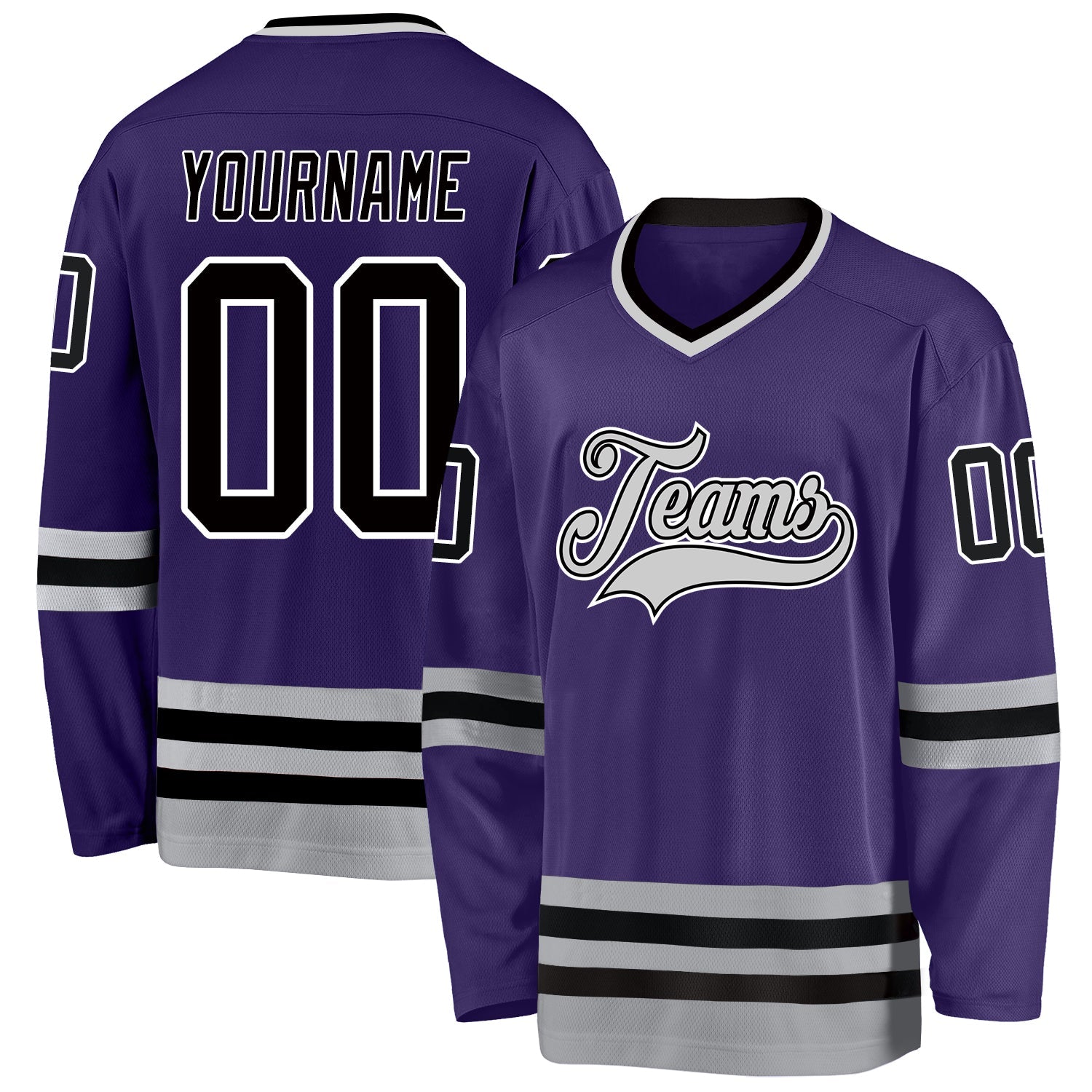 Custom Purple Black-Gray Hockey Jersey - Sky-Custom