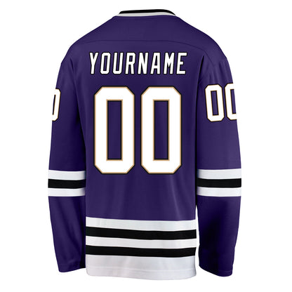 Custom Purple White-Black Hockey Jersey - Sky-Custom