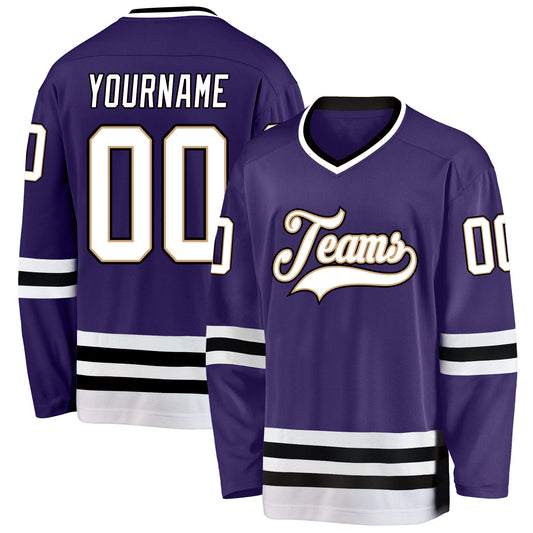 Custom Purple White-Black Hockey Jersey - Sky-Custom