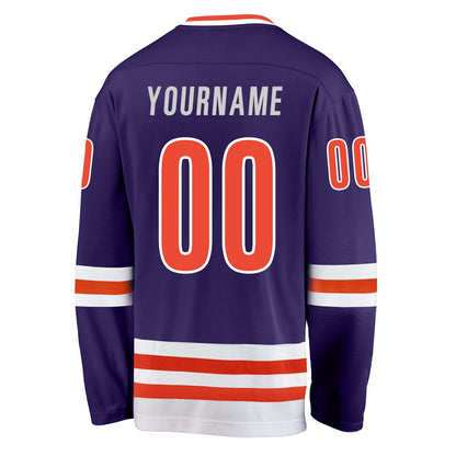 Custom Purple Orange-White Hockey Jersey - Sky-Custom