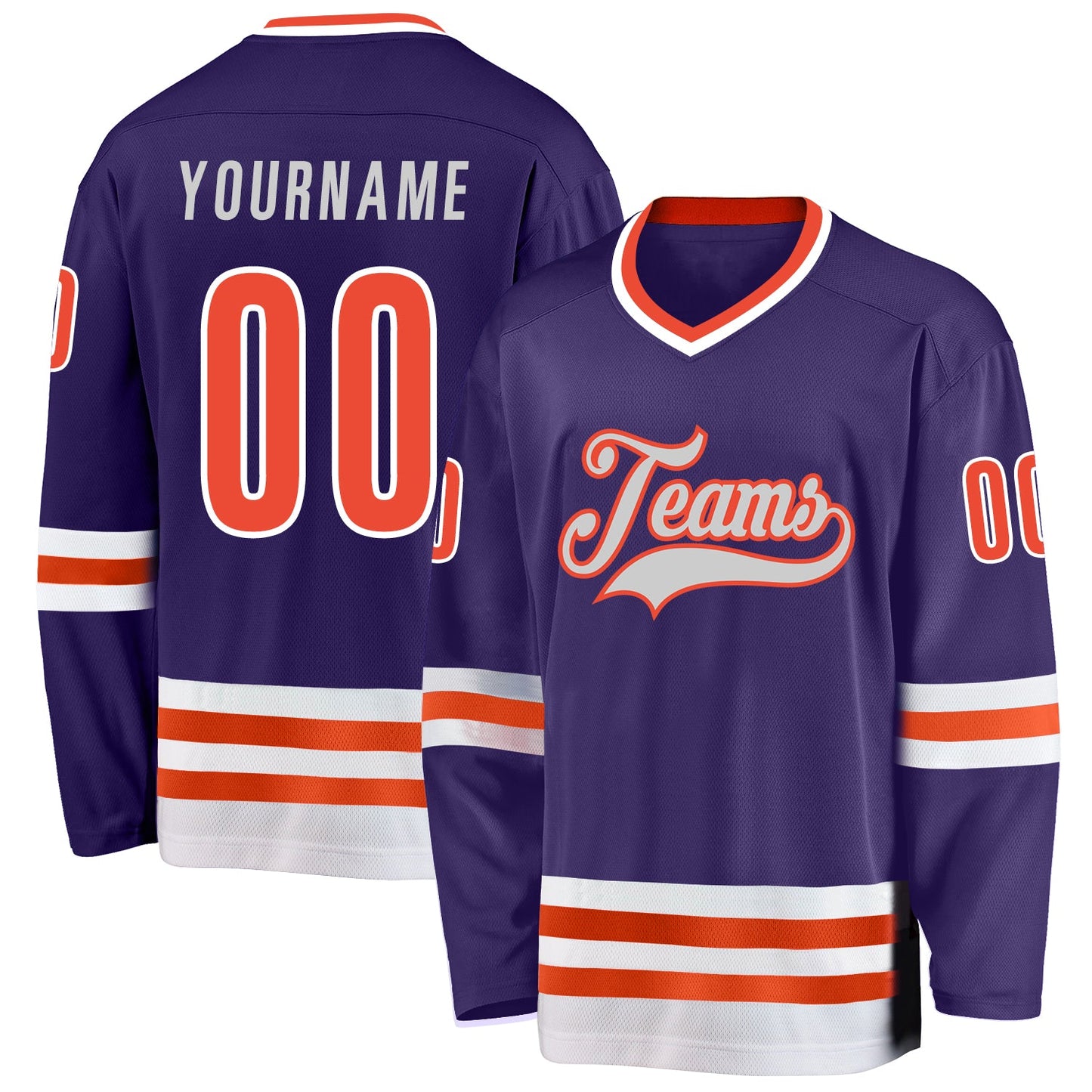 Custom Purple Orange-White Hockey Jersey - Sky-Custom