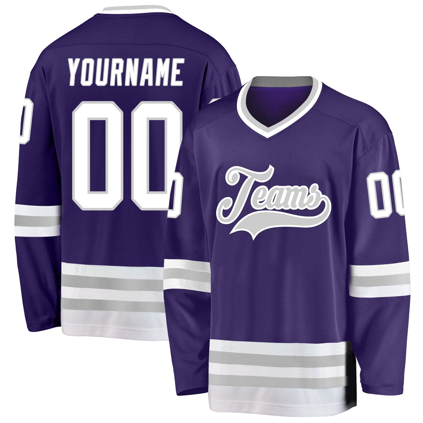 Custom Purple White-Gray Hockey Jersey - Sky-Custom