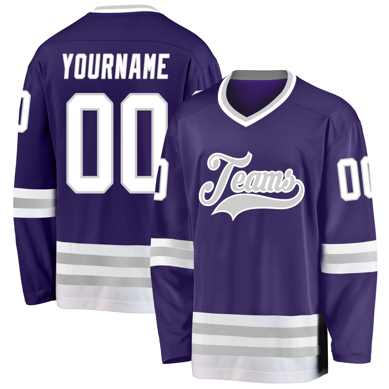 Custom Purple White-Gray Hockey Jersey - Sky-Custom