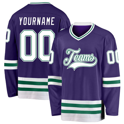 Custom Purple White-Kelly Green Hockey Jersey - Sky-Custom