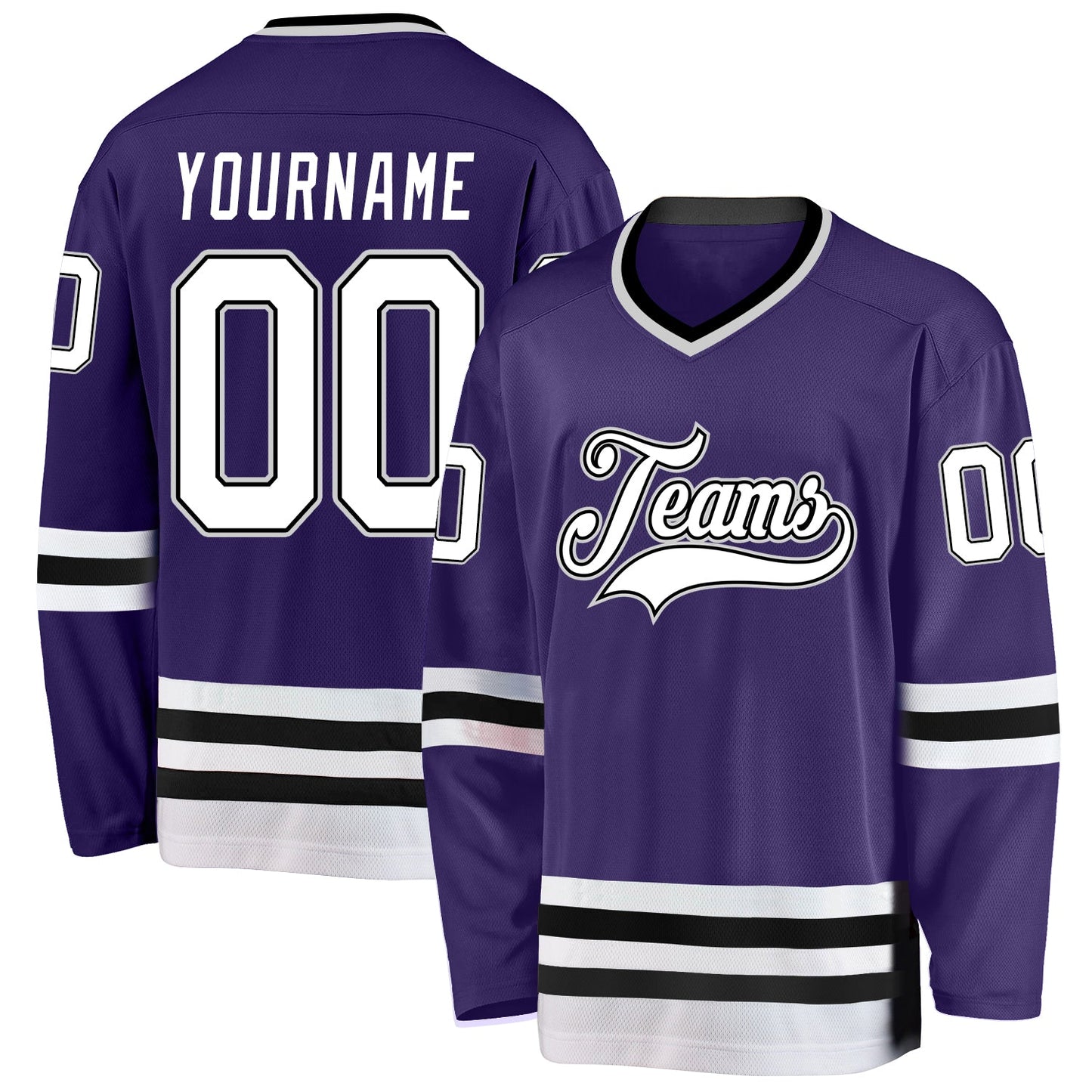 Custom Purple White-Black Hockey Jersey - Sky-Custom