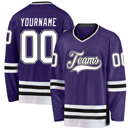 Custom Purple White-Black Hockey Jersey - Sky-Custom