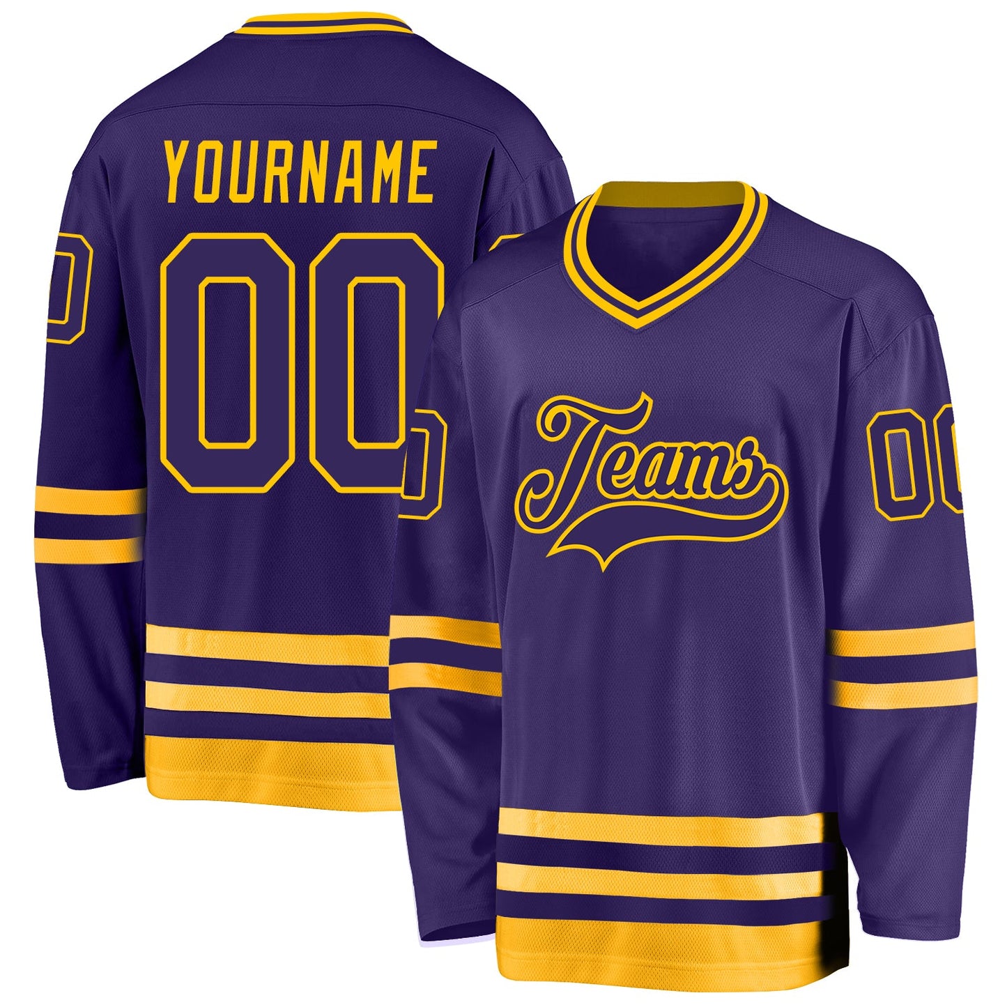 Custom Purple Purple-Gold Hockey Jersey - Sky-Custom