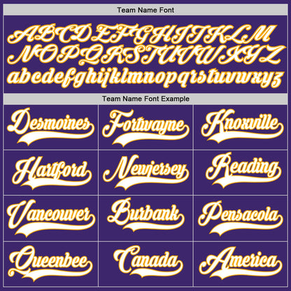 Custom Purple White-Gold Authentic Baseball Jersey - Sky-Custom