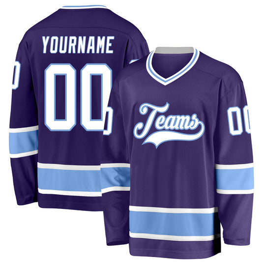 Custom Purple White-Light Blue Hockey Jersey - Sky-Custom