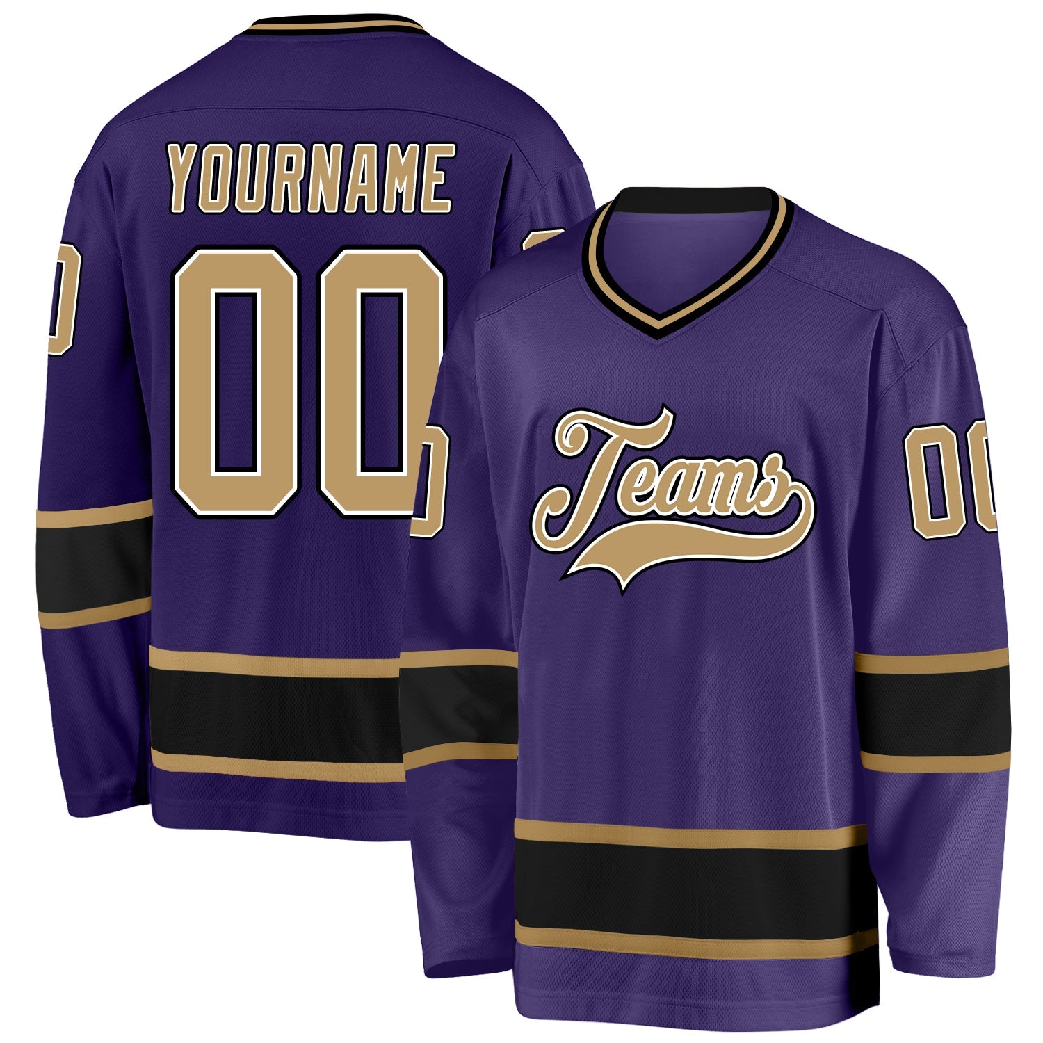 Custom Purple Old Gold-Black Hockey Jersey - Sky-Custom