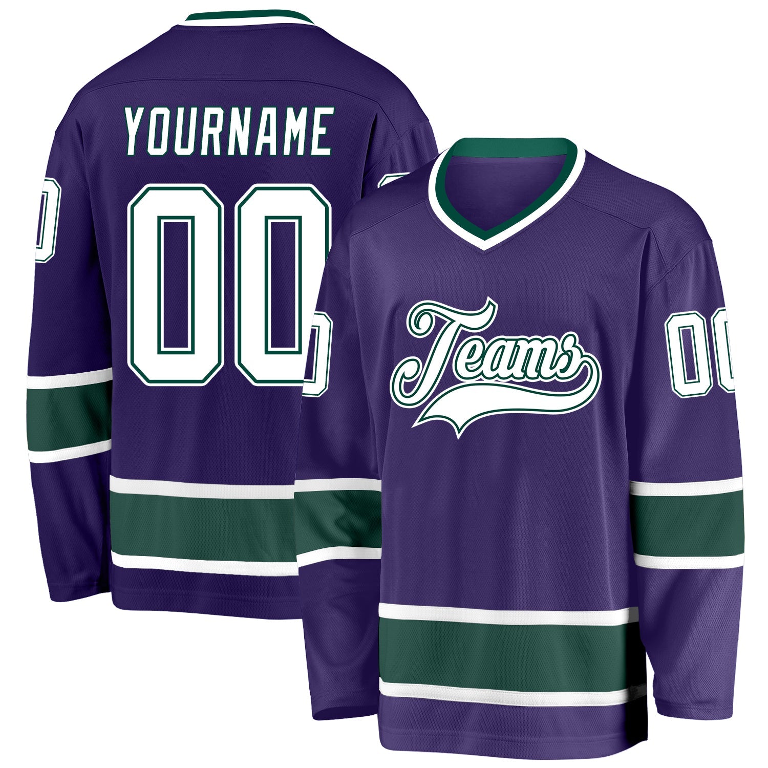 Custom Purple White-Green Hockey Jersey - Sky-Custom